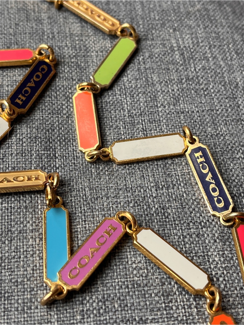 Coach Colorblock Enamel Link Necklace with Multicolor and Logo Links - Picture 9 of 10